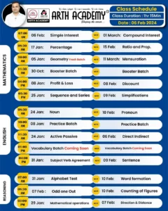 Arth Academy Schedule